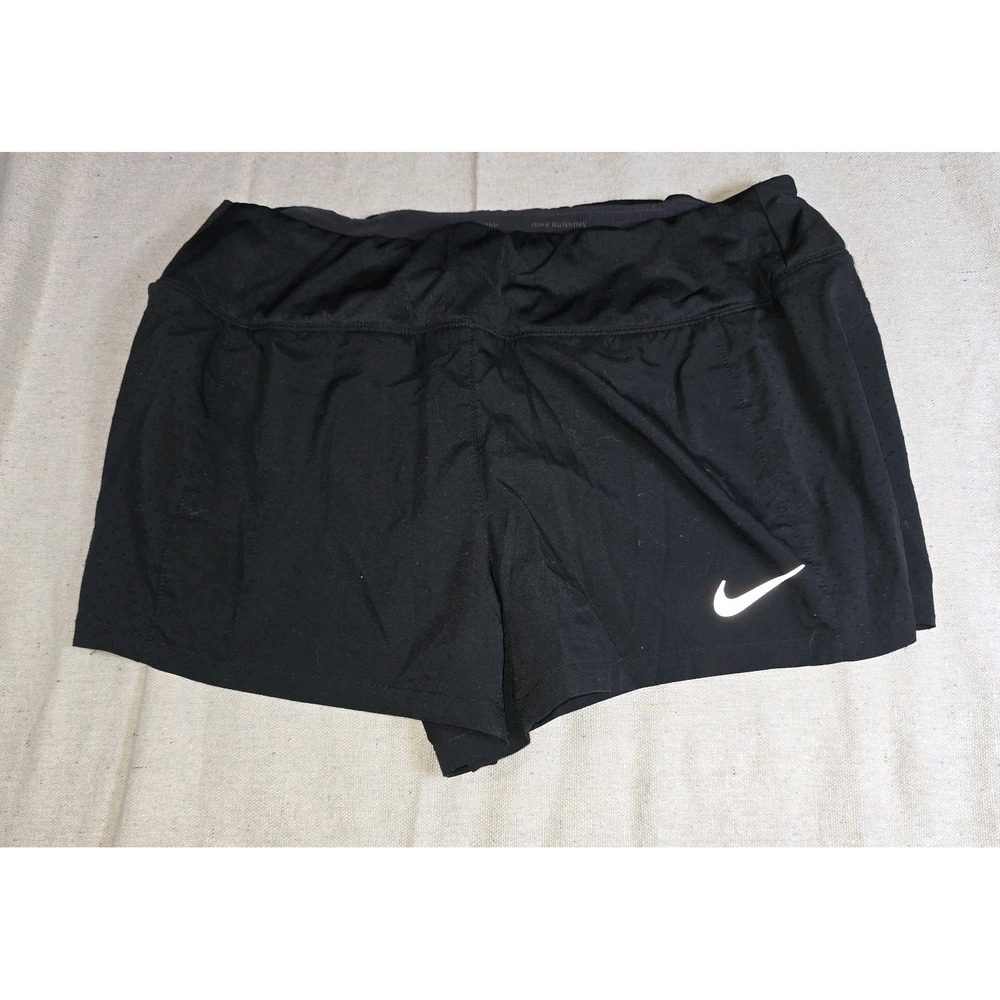 Nike Black running Shorts lined zip pocket medium gym yoga womens